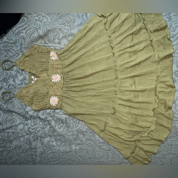 Blush | Dresses | Blush Size Small Knit Crocheted Olive Green Dress |  Poshmark